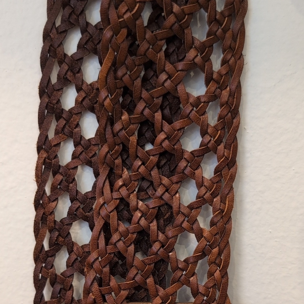Garnet Hill Brown Woven Leather Belt - Picture 4 of 4